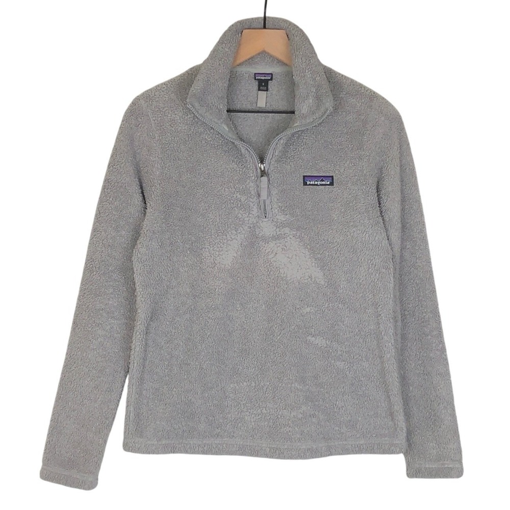 PATAGONIA Quarter Zip Sherpa Sweater Women's Sz‎ S Gray Casual Cozy Pullover